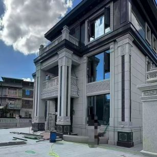 苏州 别墅干挂，芝麻白与芝麻黑完美配合