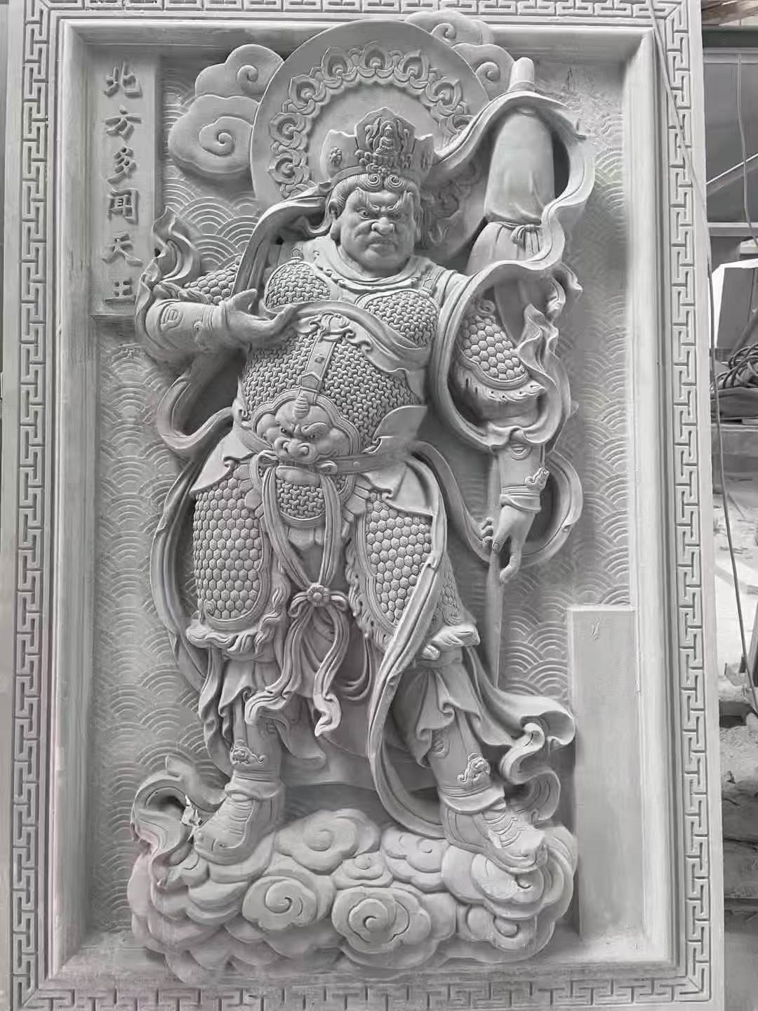 苏州 芝麻灰花岗岩人物雕刻——多闻天王